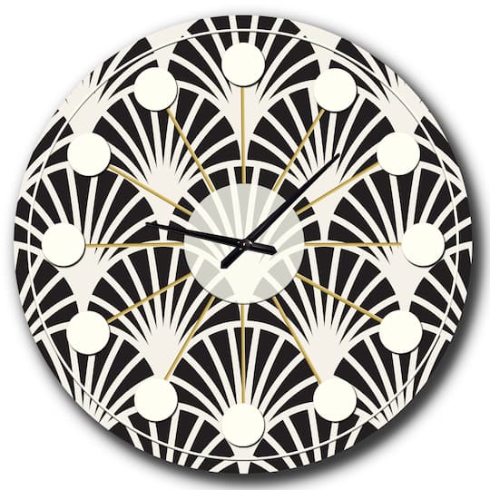 Designart 'Retro Art Deco Waves I Mid-Century Modern Wall Clock